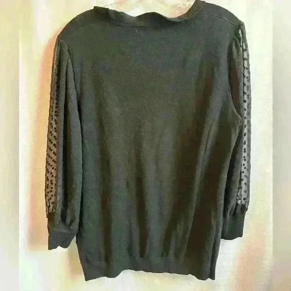 Adrianna Papell, women’s black sweater size L with mesh/see through sleeves - Picture 5 of 6
